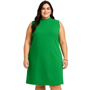 J. CREW Ruffle Neck Shift Midi Dress